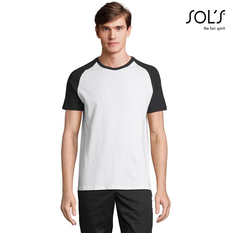 SOL'S Funky dvobarvna delovna majica z raglan rokavi