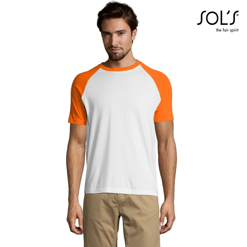 SOL'S Funky dvobarvna delovna majica z raglan rokavi