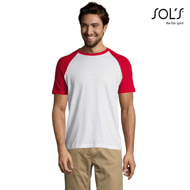 SOL'S Funky dvobarvna delovna majica z raglan rokavi