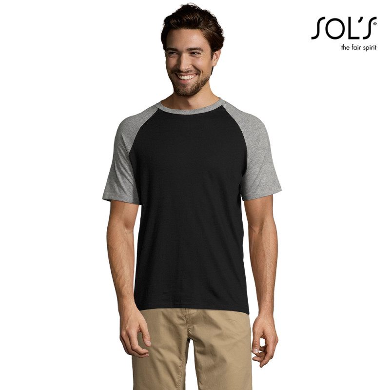 SOL'S Funky dvobarvna delovna majica z raglan rokavi