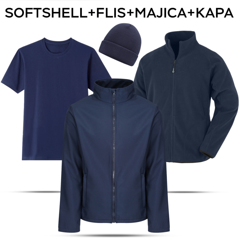 Delovni komplet Softshell - flis - majica - zimska kapa, Delovni kompleti