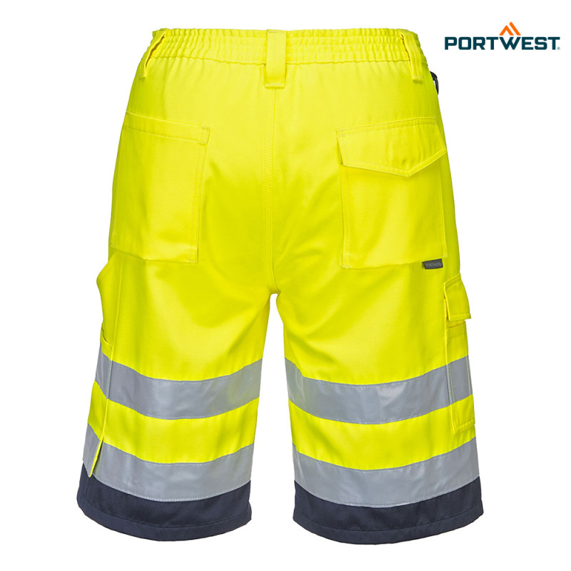 Portwest delovne kratke hlače E043 Hi-Vis, Dobrovidna delovna oblačila, Dobrovidne delovne hlače, Dobrovidne delovne kratke hlače