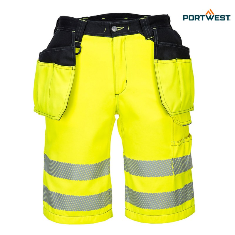 Portwest delovne kratke hlače PW343 PW3 Hi-Vis, Dobrovidna delovna oblačila, Dobrovidne delovne hlače, Dobrovidne delovne kratke hlače