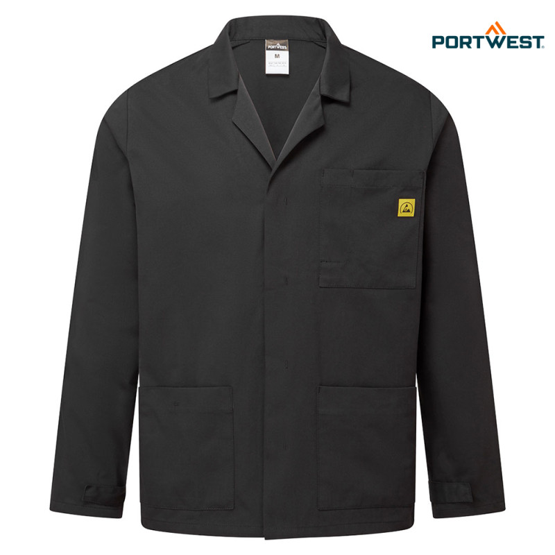 Portwest AS18 kratek ESD delovni plašč EN 1149-5 Portwest AS18 kratek ESD antistatičen delovni plašč