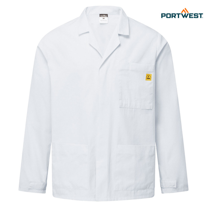 Portwest AS18 kratek ESD delovni plašč EN 1149-5 Portwest AS18 kratek ESD antistatičen delovni plašč