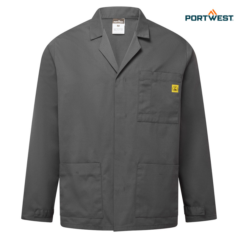 Portwest AS18 kratek ESD delovni plašč EN 1149-5 Portwest AS18 kratek ESD antistatičen delovni plašč