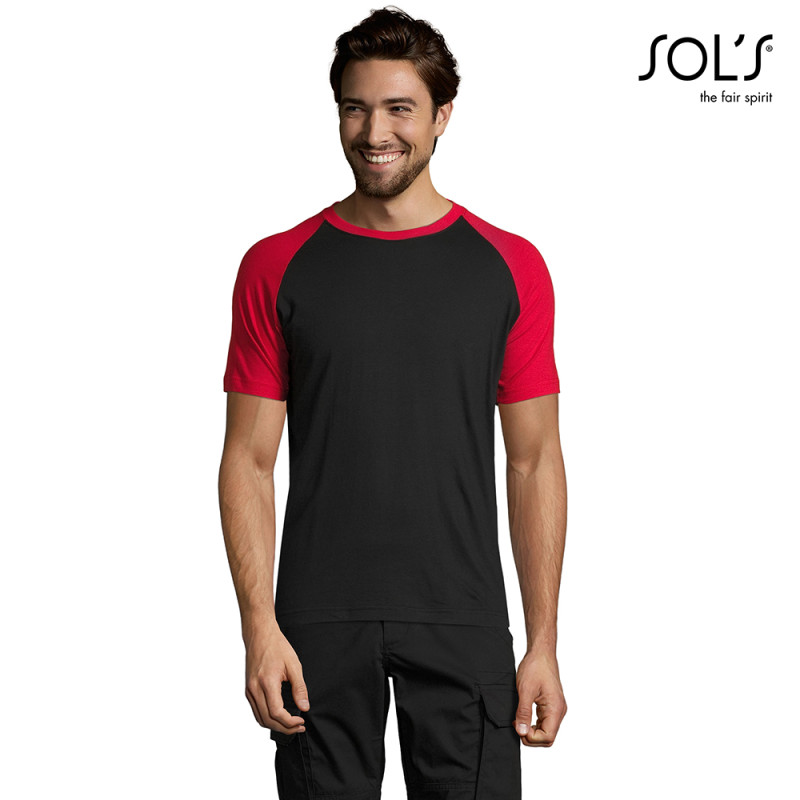 SOL'S Funky dvobarvna delovna majica z raglan rokavi