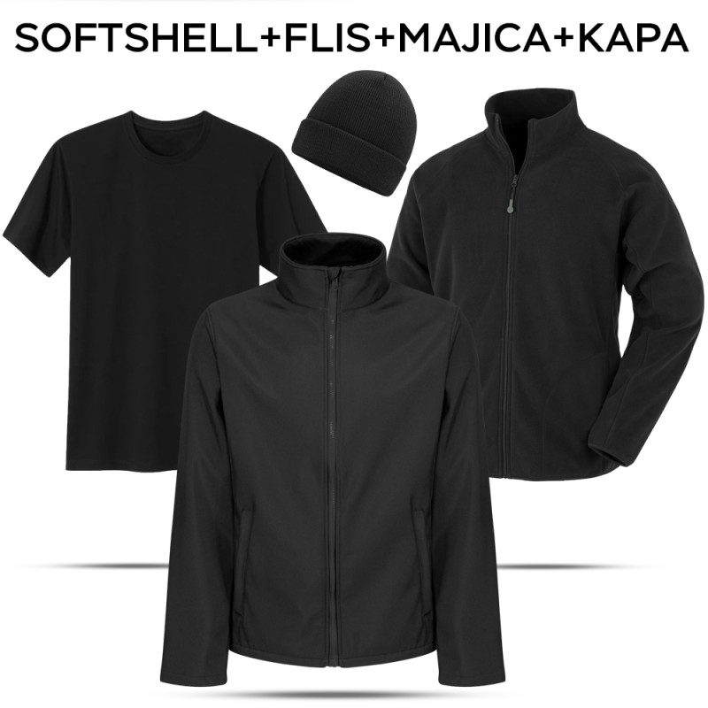 Delovni komplet Softshell - flis - majica - zimska kapa, Delovni kompleti