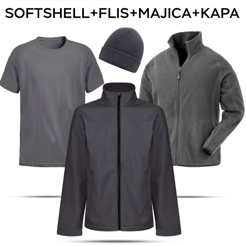 Delovni komplet Softshell - flis - majica - zimska kapa, Delovni kompleti