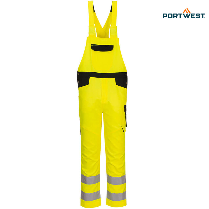 Portwest dobrovidne delovne hlače PW244 Hi-Vis PW2, Dobrovidna delovna oblačila, Dobrovidne delovne hlače, Dobrovidne delovne hlače z naramnicami
